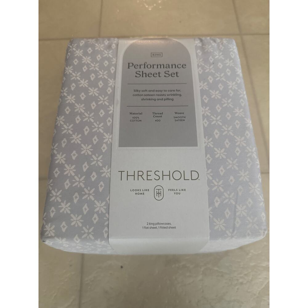 NEW King 400 Thread Count Christmas Holiday Threshold Performance Sheet Set